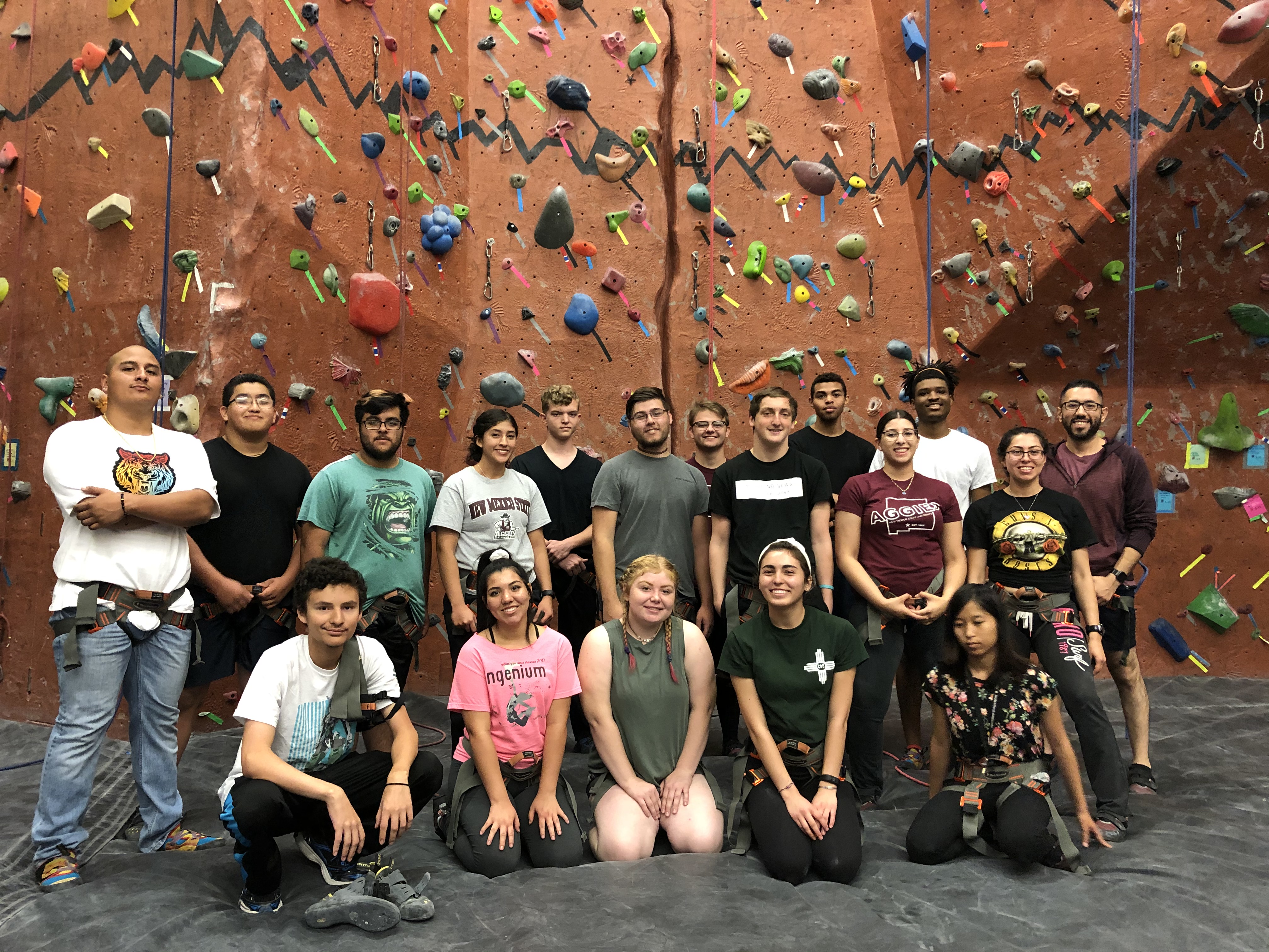 University 150 students at the NMSU climbing wall in the Activity Center